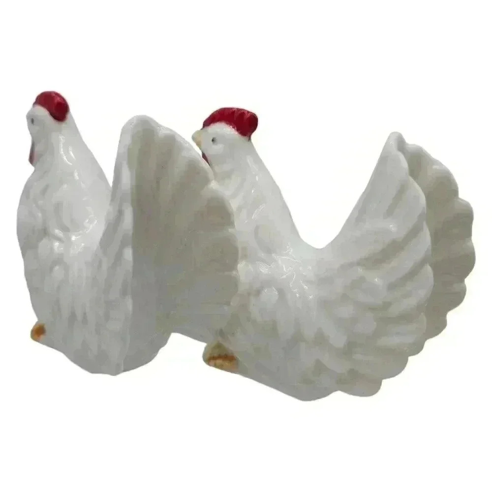 COPY - Vintage White Chicken and Rooster Salt & Pepper Shaker Set - Picture 3 of 7